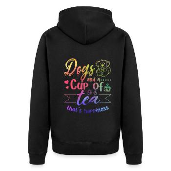 Dogs And A Cup Of Tea That's Happiness - Dog Owner - Unisex Premium Organic Zip Hoodie - black - Back - Nico (187cm)