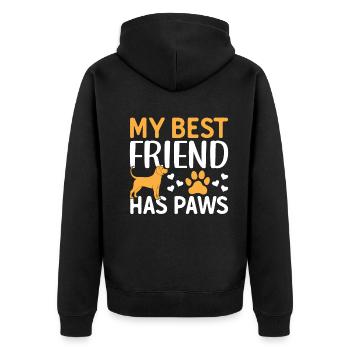 My Best Friend Has Paws - Cute Dog Lover Pet Dog O - Unisex Premium Bio Zip Hoodie - Schwarz - Hinten - Nico (187cm)