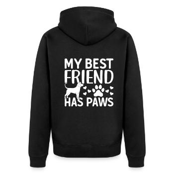 My Best Friend Has Paws - Pet Dog Owner Cute Dog L - Unisex Premium Bio Zip Hoodie - Schwarz - Hinten - Nico (187cm)