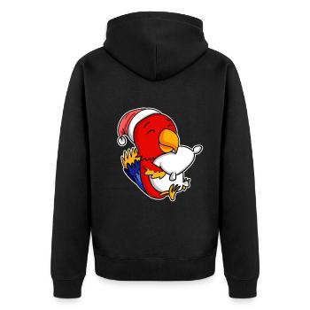Papagei Weihnachten Schlafen Schlaf Ausschlafen - Unisex Premium Bio Zip Hoodie - Schwarz - Hinten - Nico (187cm)