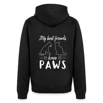 My Best Friends Have Paws - Cat Lover Dog Lover Do - Unisex Premium Bio Zip Hoodie - Schwarz - Hinten - Nico (187cm)