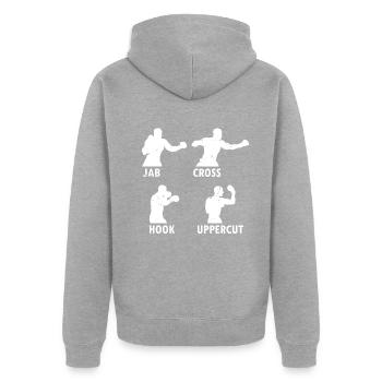 Boxing Martial Arts Boxing Jab Cross Hook Uppercut - Unisex Premium Bio Zip Hoodie - Grau meliert - Hinten - Nico (187cm)