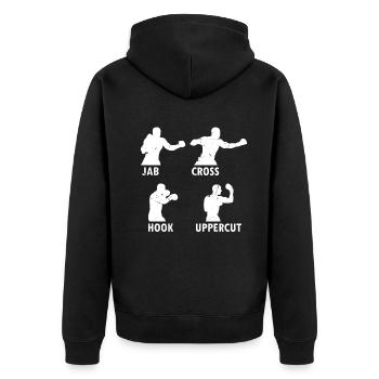 Boxing Martial Arts Boxing Jab Cross Hook Uppercut - Unisex Premium Bio Zip Hoodie - Schwarz - Hinten - Nico (187cm)