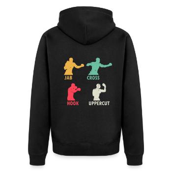 Boxing Jab Cross Hook Uppercut - Martial Arts Boxi - Unisex Premium Bio Zip Hoodie - Schwarz - Hinten - Nico (187cm)