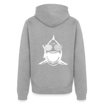 Great White Shark Shark Fish - Funny Shark Lover - Unisex Premium Bio Zip Hoodie - Grau meliert - Hinten - Nico (187cm)