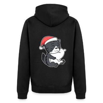 Chat de forêt norvégien Chat Noël endormi - Veste à capuche bio Premium Unisexe - noir - Dos - Nico (187cm)