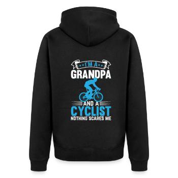 I'm A Grandpa And Cyclist Nothing Scares - Race Bi - Unisex Premium Bio Zip Hoodie - Schwarz - Hinten - Nico (187cm)