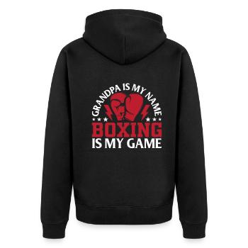 Boxing Grandpa est mon nom La boxe est mon jeu - Boxi - Veste à capuche bio Premium Unisexe - noir - Dos - Nico (187cm)
