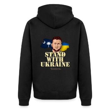 Ukraine South Carolina - Unisex Premium Bio Zip Hoodie - Schwarz - Hinten - Nico (187cm)