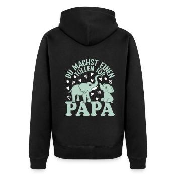 Papa Vatertag Papa Elefant Papa Vatertag - Unisex Premium Bio Zip Hoodie - Schwarz - Hinten - Nico (187cm)