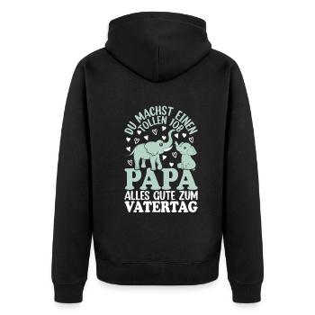 Papa Vatertag Papa Elefant - Alles Gute Zum Vatert - Unisex Premium Bio Zip Hoodie - Schwarz - Hinten - Nico (187cm)