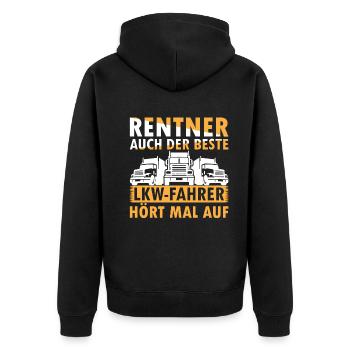 LKW Fahrer Rentner Kraftfahrer Fernfahrer Opa LKW- - Unisex Premium Bio Zip Hoodie - Schwarz - Hinten - Nico (187cm)