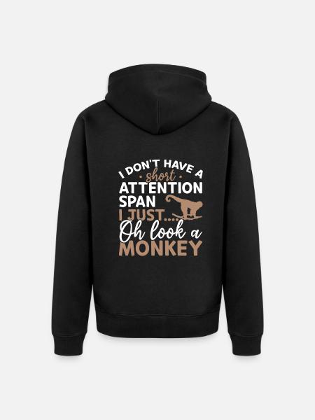 Funny Orangutan Monkey - Funny Monkey Lover - Ekologiczna rozpinana bluza z kapturem Premium unisex - czarny