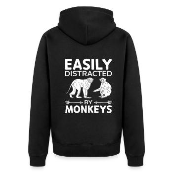 Orangutan Monkey Lover - Facilement distrait par Monk - Veste à capuche bio Premium Unisexe - noir - Dos - Nico (187cm)