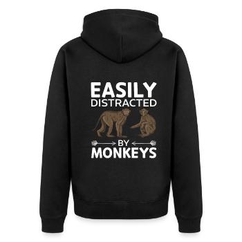 Facilement distrait par les singes - Orangutan Monkey Lo - Veste à capuche bio Premium Unisexe - noir - Dos - Nico (187cm)