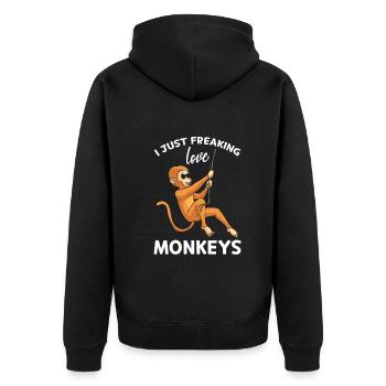 I Just freaking love Monkeys - Orangutan Monkey Lo - Unisex Premium Organic Zip Hoodie - black - Back - Nico (187cm)