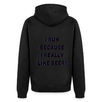 I run because i really like Beer Passion - Unisex Premium Bio Zip Hoodie - Schwarz - Hinten - Nico (187cm)