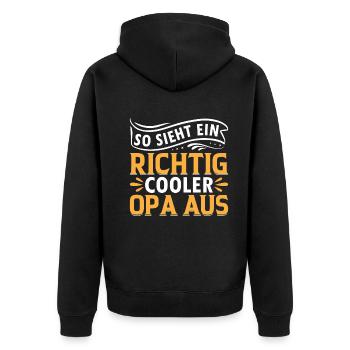 Großvater Cooler Opa - So Sieht Ein Richtig Cooler - Unisex Premium Bio Zip Hoodie - Schwarz - Hinten - Nico (187cm)