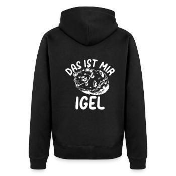 Igel Spruch Das Ist Mir Igel - Stacheligel Braunbr - Unisex Premium Bio Zip Hoodie - Schwarz - Hinten - Nico (187cm)