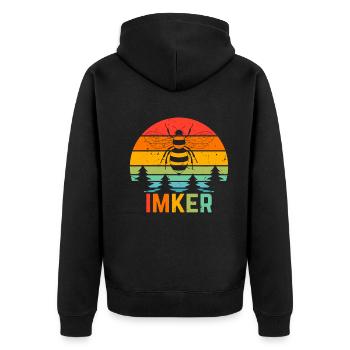 Retro Imker Honig Biene Imkerei - Honig Bienen Imk - Unisex Premium Bio Zip Hoodie - Schwarz - Hinten - Nico (187cm)