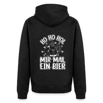 Ho Ho Hol Mir Mal Ein Bier - Weihnachtsmann - Unisex Premium Bio Zip Hoodie - Schwarz - Hinten - Nico (187cm)