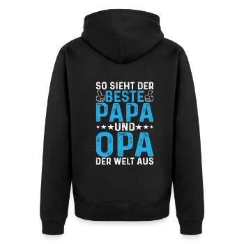 So Sieht Der Beste Papa Und Opa Der Welt Aus - Bes - Unisex Premium Bio Zip Hoodie - Schwarz - Hinten - Nico (187cm)