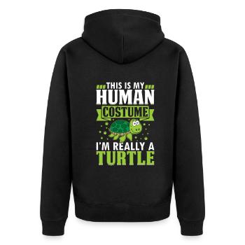 Turtle Lover - This Is My Human Costume I'm Really - Unisex Premium Organic Zip Hoodie - black - Back - Nico (187cm)