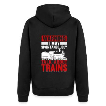 Locomotive - Avertissement je peux spontanément parler Abou - Veste à capuche bio Premium Unisexe - noir - Dos - Nico (187cm)