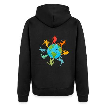 Soccer Player Earth - Soccer Lover Soccer Players - Unisex Premium Organic Zip Hoodie - black - Back - Nico (187cm)