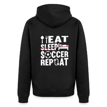 Eat Sleep Soccer Repeat - Soccer Player Funny Socc - Unisex Premium Bio Zip Hoodie - Schwarz - Hinten - Nico (187cm)