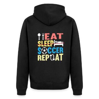 Eat Sleep Soccer Repeat - Soccer Player Funny Socc - Unisex Premium Bio Zip Hoodie - Schwarz - Hinten - Nico (187cm)