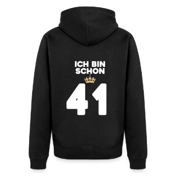 41 Geburtstag - 41 Jahre mit Krone - Unisex Premium Bio Zip Hoodie - Schwarz - Hinten - Nico (187cm)