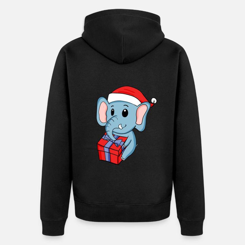 Éléphant de Noël avec cadeaux - Veste à capuche bio Premium Unisexe - noir