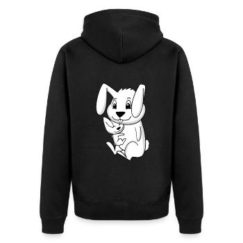 Grossesse en famille - Lapin avec bébé - Lapin - Veste à capuche bio Premium Unisexe - noir - Dos - Nico (187cm)