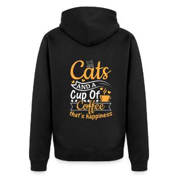 Amoureux des chats - Les chats et une tasse de café qui est Happin - Veste à capuche bio Premium Unisexe - noir - Dos - Nico (187cm)
