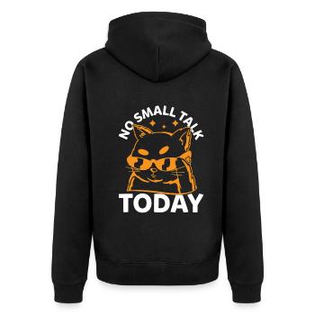 Funny Cat Meme - No Small Talk Today - Funny Cat L - Unisex Premium Bio Zip Hoodie - Schwarz - Hinten - Nico (187cm)