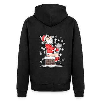 Weihnachtsmann Schornstein lustig Weihnachten - Unisex Premium Bio Zip Hoodie - Schwarz - Hinten - Nico (187cm)