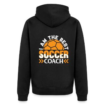 Soccer Referee Soccer Trainer - I Am The Best Socc - Unisex Premium Bio Zip Hoodie - Schwarz - Hinten - Nico (187cm)