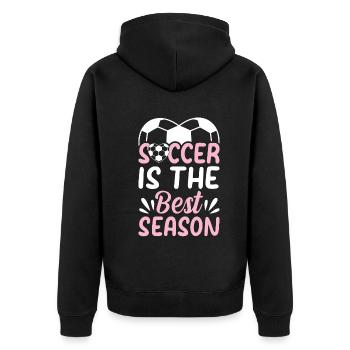 Soccer Ball Soccer Player - Soccer Is The Best Sea - Unisex Premium Bio Zip Hoodie - Schwarz - Hinten - Nico (187cm)