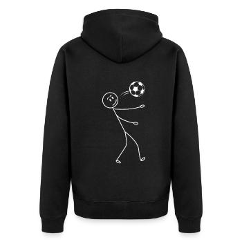 Funny Soccer Stick Figure Soccer Player - Unisex Premium Bio Zip Hoodie - Schwarz - Hinten - Nico (187cm)