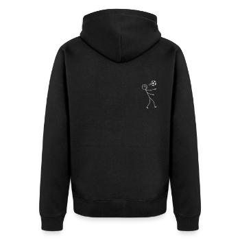 Funny Soccer Stick Figure Soccer Player Stick Figu - Unisex Premium Bio Zip Hoodie - Schwarz - Hinten - Nico (187cm)