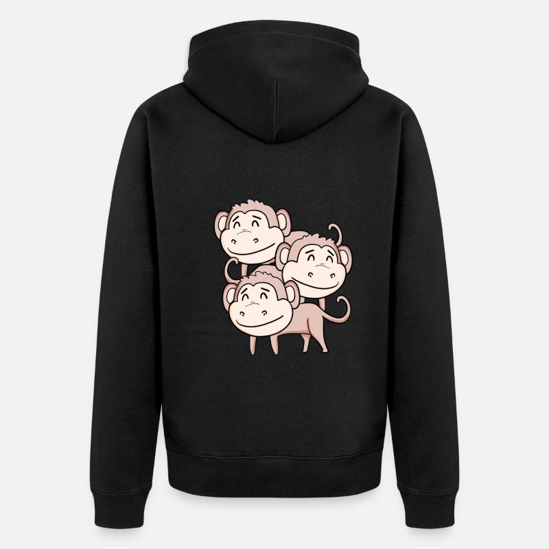 Singes mignons - Singe - Veste à capuche bio Premium Unisexe - noir