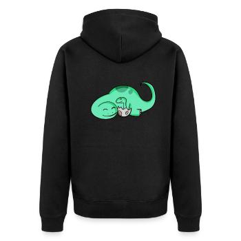 Dinosaure avec bébé dinosaure - Veste à capuche bio Premium Unisexe - noir - Dos - Nico (187cm)