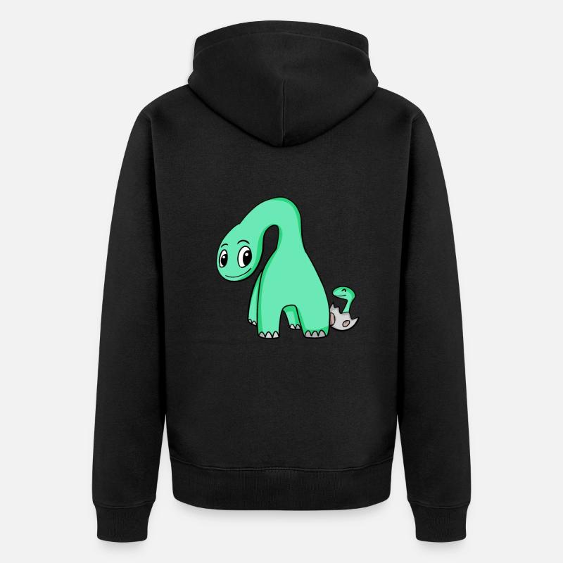 Dinosaure avec bébé dinosaure - Veste à capuche bio Premium Unisexe - noir