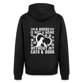 Une maison n’est pas une maison sans mes chiens et chats L - Veste à capuche bio Premium Unisexe - noir - Dos - Nico (187cm)