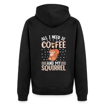Cute Squirrel Lover - All I Need Is Coffee And My - Unisex Premium Bio Zip Hoodie - Schwarz - Hinten - Nico (187cm)