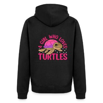 Sea Turtle Lover Girls Cute Turtles - A Girl Who L - Unisex Premium Organic Zip Hoodie - black - Back - Nico (187cm)