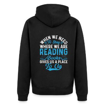 Library Book Reading Books Book Lover Book Quote - Unisex Premium Bio Zip Hoodie - Schwarz - Hinten - Nico (187cm)