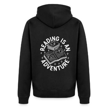 Reading Is An Adventure Book Quote Reading Books B - Unisex Premium Organic Zip Hoodie - black - Back - Nico (187cm)