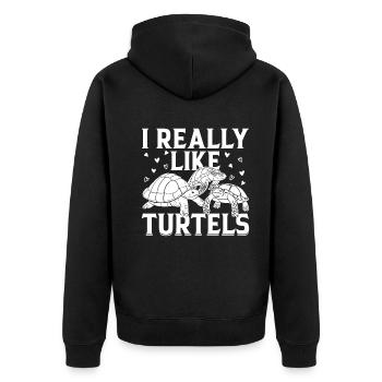 I Really Like Turtles - Sea Turtle Lover Cute Turt - Unisex Premium Bio Zip Hoodie - Schwarz - Hinten - Nico (187cm)